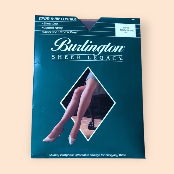 Vintage Burlington Sheer Legacy Pantyhose NEW Tummy & Hip Control 341 Long Taupe - Picture 1 of 8